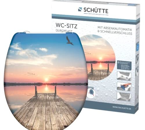 Schütte WC-Sitz SUNSET SKY mit Absenkautomatik, Toilettendeckel mit Motiv und Schnellverschluss für die Reinigung, Duroplast Klodeckel (max. Belastung der Klobrille 150 kg)