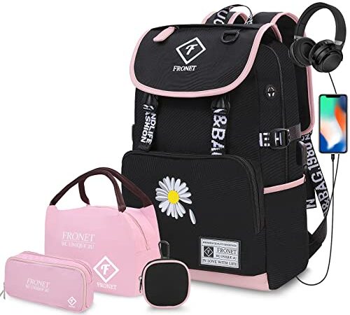 Schulrucksack Mädchen Teenager, Schulranzen Rucksäcke Daypack für Schüler Damen Kinder, Schultaschen-Set Federmäppchen,Schule Kinderrucksack Grundschule Tasche Laptop 3 5 7-12 Klasse Jahre Wasserdicht