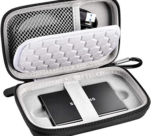 Schutzhülle kompatibel mit Samsung T7/T7 Touch, tragbare SSD 1 TB, 2 TB, 500 GB, USB 3.2, externer Solid-State-Drive, Reise-Organizer, passend für USB-Kabel und mehr Zubehör