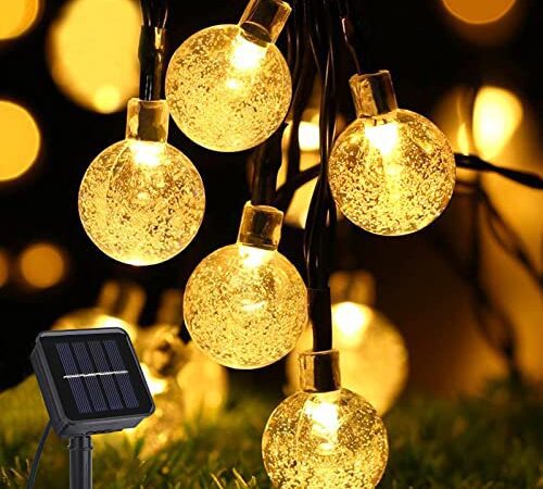 Solar Lichterkette Aussen, AISUTHA 8M 40 LED Solar Lichterkette Außen 8 Modi Kristall Kugeln Lichterkette Außen Solar Wasserdicht IP65 Outdoor Lichterkette Solar für Garten, Terrasse, Balkon, Hochzeit