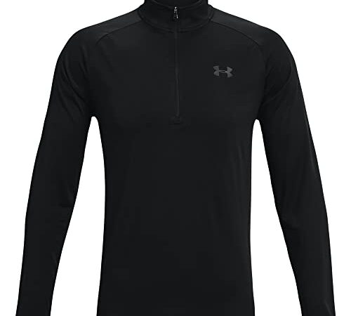 Under Armour Herren Tech 2.0 1/2 Zip, sportliches Longsleeve, schnell trocknendes Langarmshirt für Männer, Black / Charcoal, M