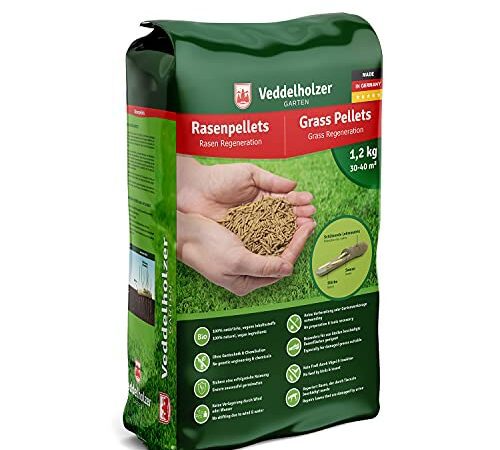 Veddelholzer Rasenpellets Regeneration Rasen - Rasensamen für robusten und widerstandsfähigen Rasen - Grassamen zur Einsaat u Nachsaat Samen Schattenrasen schnellkeimend