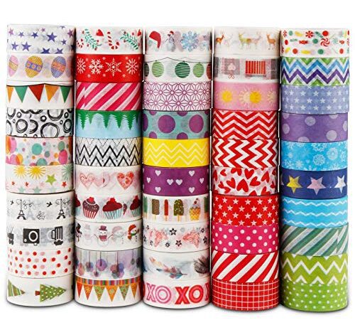 Vegena Washi Tape Set, 50 Rollen Washi Masking Tape Dekorative Klebeband Papier Dekoband für Scrapbooking, DIY Handwerk, Bullet Tagebuch, Planer, Geschenkverpackung, Urlaubsdekoration