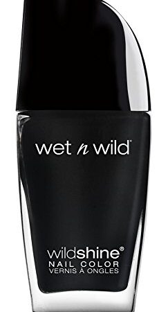 wet n wild, Wild Shine Nail Color, Nagellack ohne Formaldehyd, Toluol und Phthalate, langanhaltende Formel die schnell trocknet, Black Crème