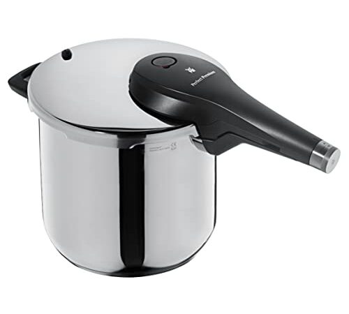 WMF Perfect Premium Schnellkochtopf Induktion 6,5l, Dampfkochtopf 22 cm, Cromargan Edelstahl poliert, 2 Kochstufen, All-In-One-Drehknopf