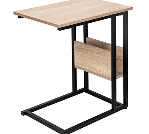 WOLTU Beistelltisch Kaffeetisch Couchtisch Sofatisch Nachttisch Betttisch Laptoptisch, Gestell aus Metall, Tischpltte aus Spanplatte, 55x36x59,5cm(BxTxH), Hell Eiche TS79hei