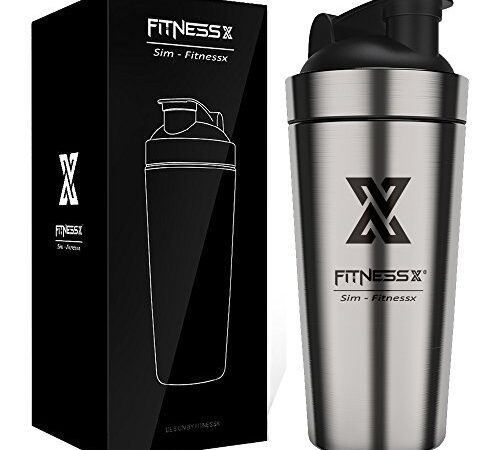X SIM FITNESSX 700ml Sport Fitness Edelstahl Protein Shaker Eiweiß | Protein Shaker Eiweiss Bottle