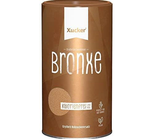 Xucker Bronxe Erythrit 1kg Dose - kalorienfreier brauner Zucker Ersatz als vegane & zahnfreundliche Rohrzucker Alternative I Erythrit ohne Stevia I zuckerfreie Süße