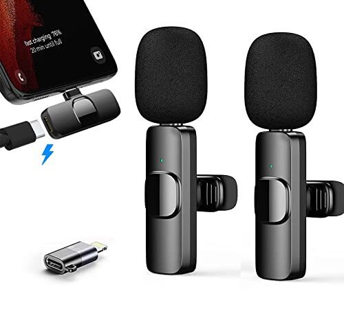 XYvee Mikrofon, Lavalier für iPhone/Android, Mini Wireless Microphone Plug & Play, Ansteckmikrofon YouTube/Facebook-Live-Stream, TikTok Vlog (Keine App und Bluetooth erforderlich), Schwarz, (Y-T784)