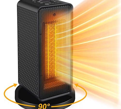 1200W /600W Keramik Heizlüfter mit 2 Stufen Leistungsstufen, 90°oszillierende elektrische Heizung mit Überhitzungs und Kippschutz für Bad, Wohnzimmer, Büro, Terrasse