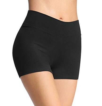 4How Damen Tights Shorts Sport Kurze Hosen Radlerhose Laufshorts Fitness Yoga Tanzen Shorts Sportshorts Hotpants Sommer Unterrock Kleid Schwarz M
