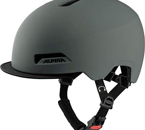 ALPINA BROOKLYN - Beleuchteter, Robuster und Komfortabler Urban Fahrradhelm Mit LED-Licht Für Erwachsene, coffee-grey matt, 52-57 cm