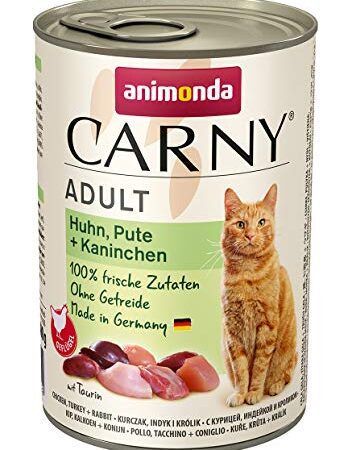 animonda Carny Adult Katzenfutter, Nassfutter für ausgewachsene Katzen, Huhn, Pute + Kaninchen, 6 x 400 g