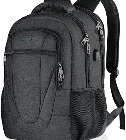 BIKROD Rucksack Herren, Schulrucksack Jungen Teenager, Großer Wasserdichtem Damen Daypack für Arbeit Reisen mit Anti Diebstahl Tasche ,17.3 Zoll Laptoptasche mit USB Ladeanschluss