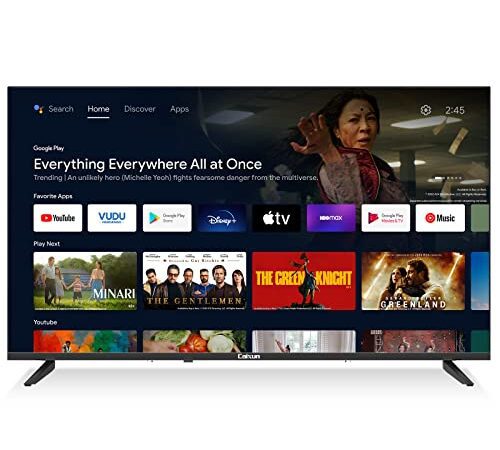 Caixun Fernseher 40 Zoll Smart TV, FHD Android TV mit Google Assistant, WiFi,Chromecast Built-in, 3 HDMI und 2 USB, Frameless (EC40V1FA,2022)