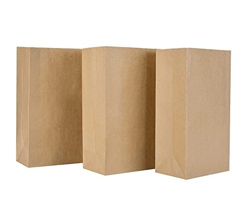 elagel Papiertüten Braun 100stk Wiederverwendbare Kraftpapier Tüten Umweltfreundliche Brottüten Papier Diy Papiertüten Verdicken70gsm(9 * 18 * 5.5cm)