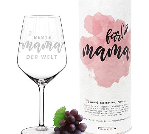 getbrave Weinglas XL | Beste Mama der Welt (530ml) in Geschenkbox | Das Geschenk zum Muttertag | Geburtstagsgeschenk | Rotweingläser Weißweingläser