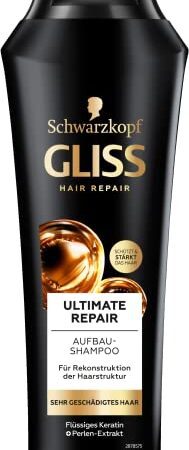 Gliss Shampoo Ultimate Repair (250 ml), Haarshampoo für stark geschädigtes Haar, Keratin Shampoo repariert Haarschäden und füllt den Keratinbestand wieder auf