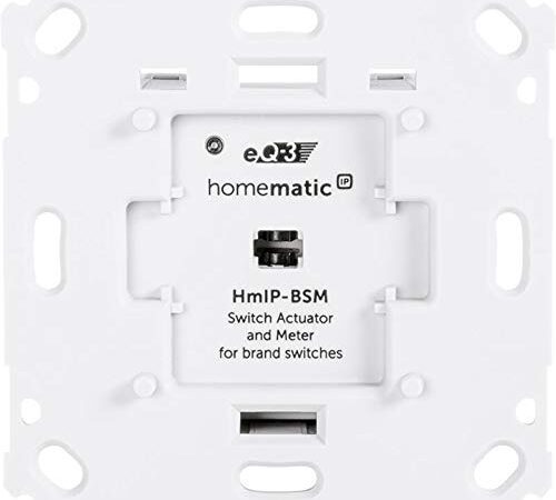 Homematic IP Smart Home Schalt-Mess-Aktor für Markenschalter, Aktor misst Strom, steuert Geräte und Leuchten per App, Alexa & Google Assistant, Energie sparen, 142720A0