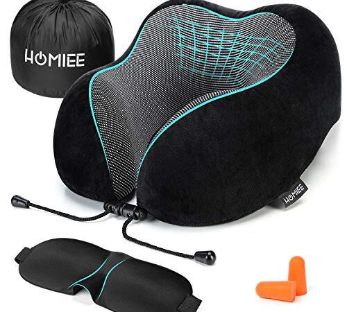 HOMIEE Reise Nackenkissen, Orthopädisches Nackenkissen, Schlafen Memory Foam Stoff Ergonomisches Nackenstützkissen für optimalen Komfort durch Beste Memory Foam Technologie
