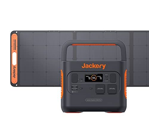 Jackery Solargenerator 2000 PRO 200W, 2160Wh Powerstation mit SolarSaga 200, 2* 230V/2200W AC-Steckdosen, schnelle Ladung, mobile Stromversorgung für Reise Camping Wohnmobil und als Notstromaggregat