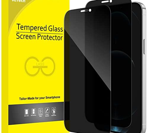 JETech Sichtschutz Full Screen für iPhone 12 Pro Max 6,7 Zoll, Anti-Spy Panzer Schutz Glas Folie Schutzfolie, Kante zu Kante Displayschutz Hat Keinen Einfluss auf die Hülle, 2 Stück