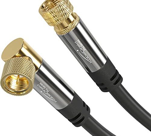 KabelDirekt – SAT Kabel, Koaxialkabel, Satellitenkabel, 90° gewinkelt/gerade – TV Kabel mit F-Stecker, geschirmt, bruchfeste Metallstecker – 7,5 m (ideal für HDTV, Radio, DVB-T, DVB-C, DVB-S, DVB-S2)