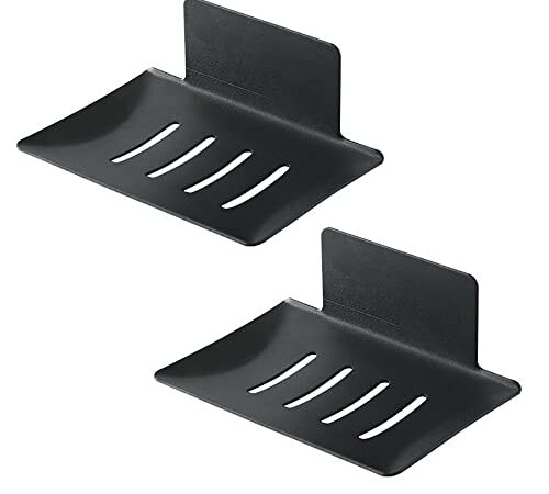 KAIAIWLUO Seifenhalter Aus Edelstahl,2 PCS Seifenschale Seifenhalter ohne Bohren Saugnapf Seifenschale Solide Seifenablage Für Bad Küche Dusche Waschbecken Schwarz