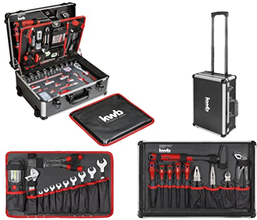 kwb Werkzeugkoffer mit Trolley-Funktion, 175-teilig, gefüllt, Werkzeug im stabilem Aluminiumkoffer, Werkzeugset groß, für Heimwerker, DIYer und Handwerks-Meister, abschließbar inkl. 2 Schlüsseln