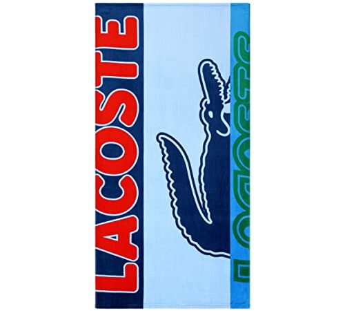 Lacoste Croc Croc Strandtuch, 100 % Baumwolle, 183 x 91 cm, Blau / Mehrfarbig