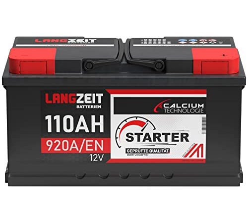LANGZEIT Autobatterie 110AH 12V 920A/EN Starterbatterie +30% mehr Leistung ersetzt Batterie 100Ah 105Ah