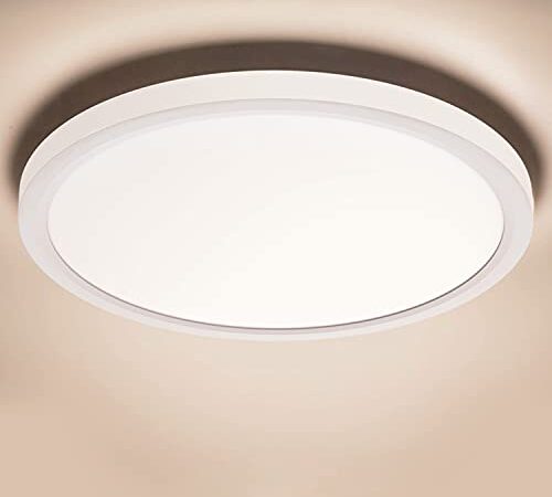 Led Deckenleuchte Flach Rund Deckenlampe 18W - Modern Weiß 4000K 1600LM Led Lampen Led Deckenbeleuchtung für Badezimmer Schlafzimmer Wohnzimmer Küche Bad Keller Balkon,Ultra Dünn Ø 230*H24mm IP44