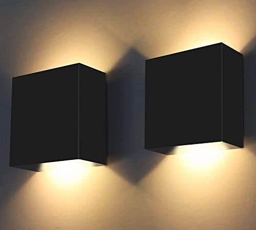 LED Wandleuchte Innen 2er Set, 10W LED Wandleuchten Innen, 3000K Warmweiß Dekorative Wandlampe, Modern Up Down Design, Innen Wandbeleuchte für Schlafzimmer, Wohnzimmer, Hotel, Treppe, Gang (Schwarz)
