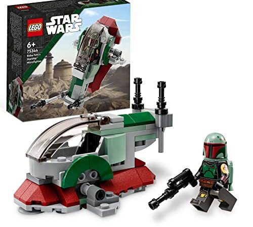 LEGO 75344 Star Wars Boba Fetts Starship – Microfighter Set, Modell aus Der Mandalorianer, baubares Spielzeug mit Flick-Shooter und verstellbaren Flügeln