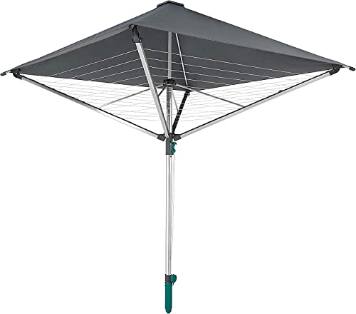 Leifheit Wäscheschirm LinoProtect 400 mit wasserdichtem Dach, Wäschespinne verlängert die Outdoor-Trockensaison, Wäscheständer aus Aluminium inkl. Bodenhülse