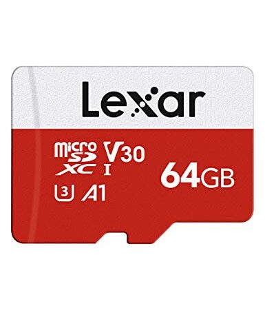 Lexar Micro SD Karte 64GB, Speicherkarte Micro SD mit SD Adapter, Bis zu 100 MB/s Lesegeschwindigkeit, UHS-I, U3, A1, V30, C10, 4K UHD microSDXC Memory Card