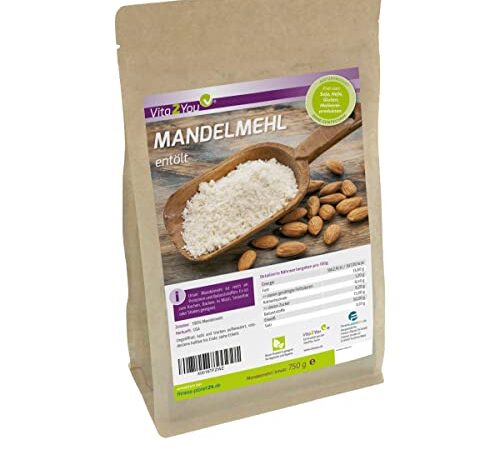 Mandelmehl 750g - entölt - wenig Kohlenhydrate - hoher Proteingehalt - feines Pulver - im Zippbeutel - Premium Qualität