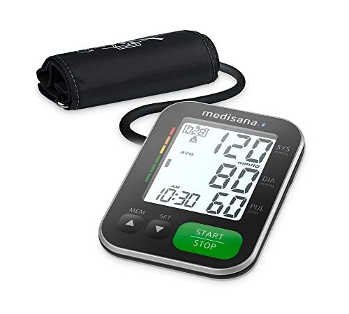 medisana BU 570 connect Oberarm-Blutdruckmessgerät,präzise Blutdruck und Pulsmessung mit Speicherfunktion und Bluetooth-App,Ampel-Skala,Funktion zur Anzeige eines unregelmäßigen Herzschlags(1er Pack)