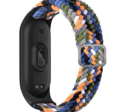 Mi-Case Nylon Solo Loop Braided Armband Kompatibel für Xiaomi Mi Band 6/Mi Band 5/Mi Band 4/Mi Band 3, Nylon Armbänder Uhrenarmband Sport Ersatzband für Xiaomi Mi Band 6/5/4/3(2 Stück) (Vaquero)