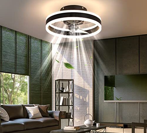 Nalezuns Ventilator-Deckenleuchte,LED Deckenventilator mit Beleuchtung,3 Farbtemperatur und 6 Geschwindigkeiten Deckenventilator mit Lampe ,Fernbedienung Leise Dimmbar Ventilator Deckenlampe