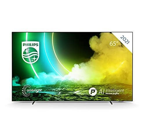 Philips Ambilight TV 65OLED705/12 65-Zoll OLED TV (4K UHD, P5 AI Perfect Picture Engine, Dolby Vision∙Atmos, HDR 10+, Sprachassistent, Android TV) Chrom (2021/2022 Modell)