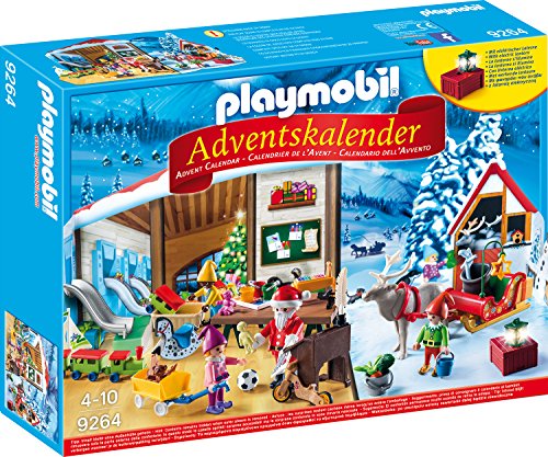 PLAYMOBIL Adventskalender 9264 Wichtelwerkstatt mit funktionsfähiger Laterne, weihnachtlichen Figuren und Zubehörteilen, Ab 4 Jahren
