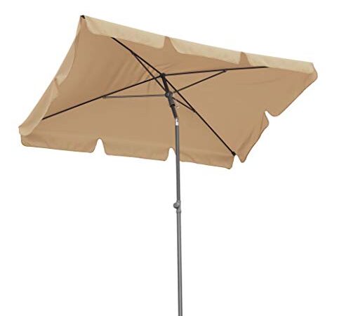 QUICK STAR Balkon Sonnenschirm 200x125cm Balkonschirm Rechteckig Knickbar Sand Gartenschirm UV 50
