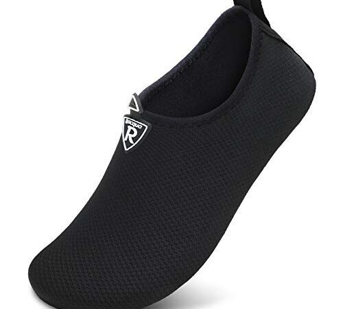 Racqua Wasserschuhe für Männer und Frauen, Barfuß, Strand, Schwimmschuhe, schnell trocknende Aqua-Yoga-Socken für Pool, Reisen, Kajakfahren, Fluss Schwarz 40-41