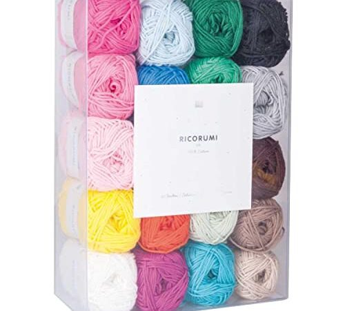 Rico Design Häkel-& Strickgarn, Baumwolle, Bunt, Breit, 1150 Meter, 20 Farben