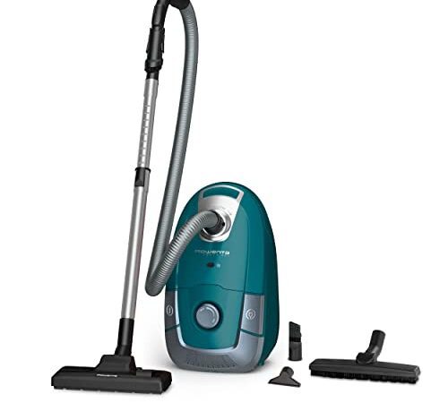 Rowenta RO3143 Power XXL Bodenstaubsauger mit Beutel | 900 Watt | 4,5 L Staubbeutel | 12 m Aktionsradius | 3-stufige Filterung | inkl. Parkettdüse, 2in1 Fugendüse, Polsterdüse | Petrol/Grau