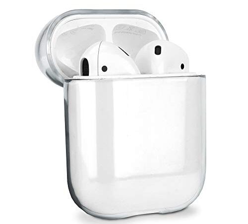 subtel® Durchsichtige Schutzhülle kompatibel mit AirPods + kompatibel mit AirPods 2 Hülle - Crystal Clear Ladeschale Case: Transparent, klarsichtig - Airpod Tasche Ladecase Cover Etui Airpodscase