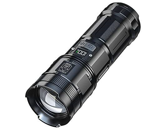 Taschenlampe LED 50000 Lumen mit LED Arbeitslicht, Led Taschenlampe Extrem Hell Eingebauter 9000-mAh-Akku mit digitaler LED-Leistungsanzeige, Taschenlampe LED Aufladbar für Outdoor Camping Wandern