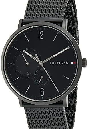 Tommy Hilfiger Multi Zifferblatt Quarz Uhr für Herren mit Schwarzes Edelstahl-Mesh-Gliederarmband - 1791507