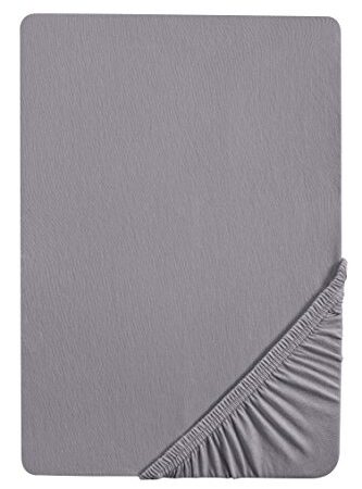 Traumhaft Schlafen - Castell - Markenbettwäsche 0077113 Spannbetttuch Jersey Stretch (Matratzenhöhe max. 22 cm) 1x 90x190 cm - 100x200 cm, silber/grau